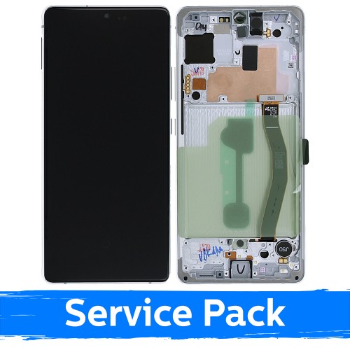 LCD ekranas skirtas Samsung G770 S10 Lite su rėmeliu / Prism White / (Service Pack)
