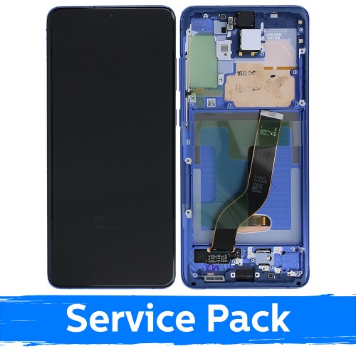 LCD ekranas skirtas Samsung G986 (G985) S20 Plus su rėmeliu / Aura Blue / (Service Pack)