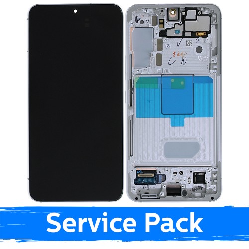 LCD-дисплей совместимый с Samsung S901 S22 с рамкой белый (кремовый/голубой) (Service Pack)
