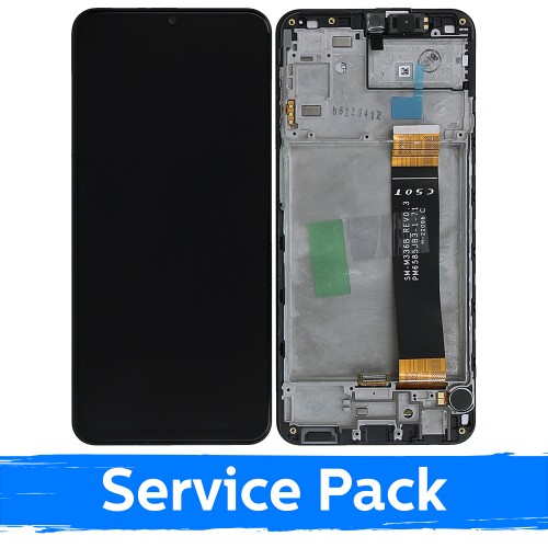 LCD Display Compatible With Samsung A235 A23 4G Black With Frame (Service Pack)