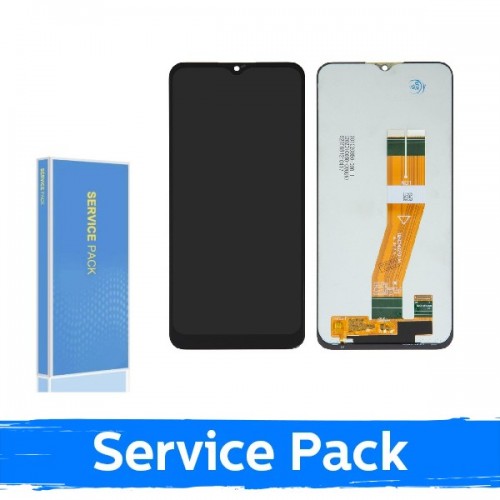 LCD ekranas suderinamas su Samsung A035G A03 EU juodas (Service Pack / Aftermarket)(NF versija)