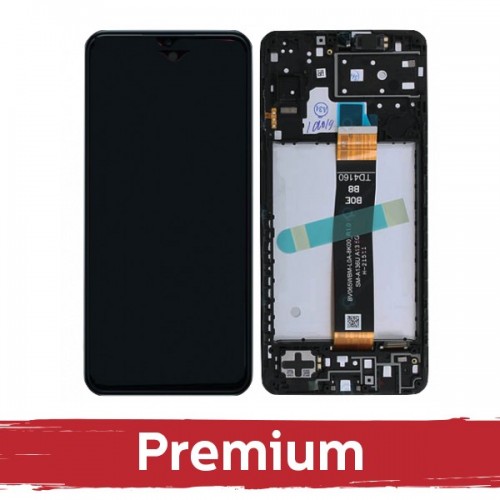 LCD Ekranas Samsung A136 A13 5G Juodas su rėmeliu OEM