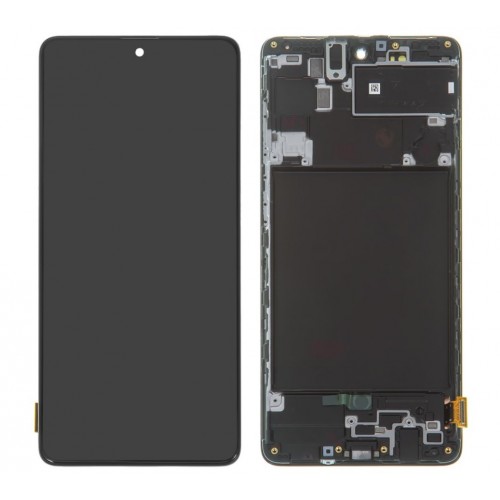 LCD Display Compatible With Samsung A715 A71 Black with frame HQ