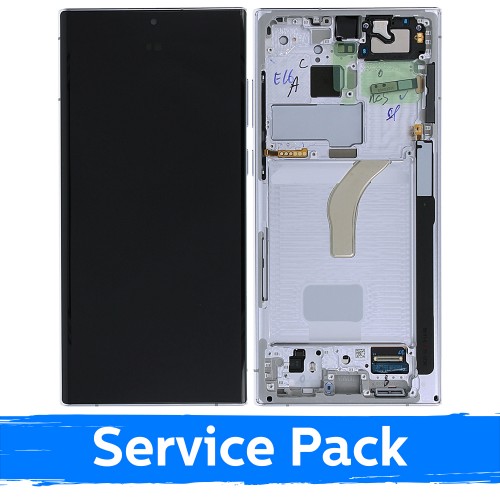 LCD Display Compatible With Samsung S908 S22 Ultra With Frame / White / (Service Pack)