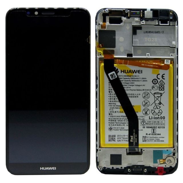 LCD экран Huawei Y6 2018 Y6 Prime 2018 с тачскрином, рамкой и аккумулятором чёрный Оригинал (сервисная упаковка)
