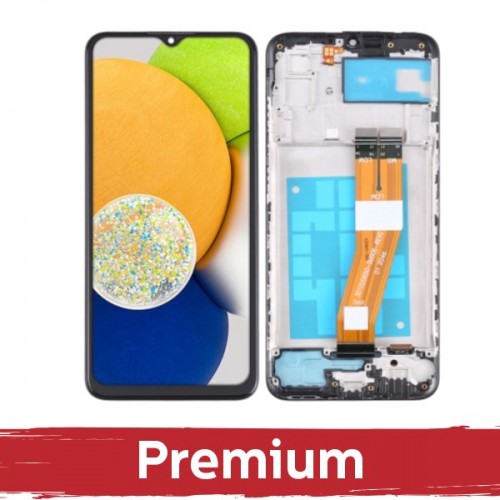 LCD ekranas skirtas Samsung A035F A03 ne-ES juodas su rėmeliu OEM