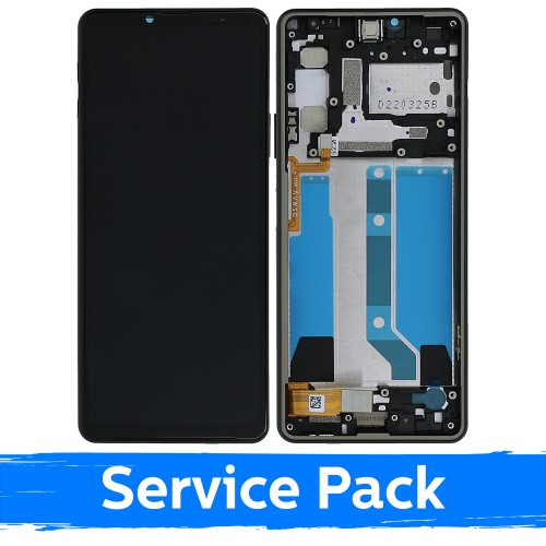 LCD ekranas skirtas Sony Xperia 10 IV juodas su rėmeliu (Service Pack)