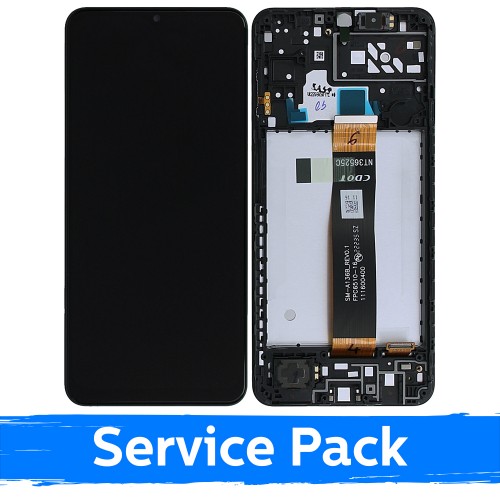 LCD ekranas skirtas Samsung A047 A04s juodas su rėmeliu (Service Pack)