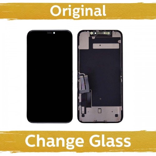 LCD дисплей совместимый с iPhone 11 чёрный (версия LG + металлическая пластина) (Renewed: China)
