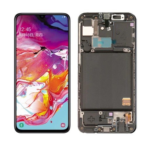 LCD ekranas suderinamas su Samsung A405 2019 A40 juodas su rėmeliu HQ
