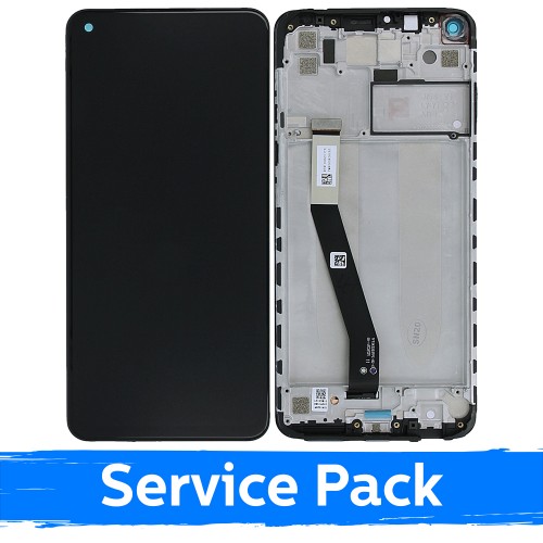 LCD ekranas suderinamas su Xiaomi Redmi Note 9 juodas su rėmeliu (Service Pack)