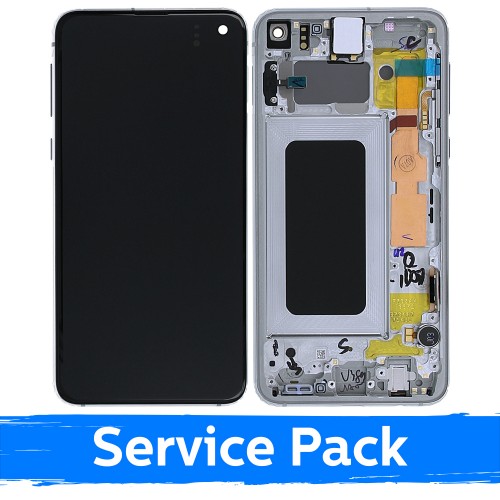 LCD ekranas suderinamas su Samsung G970 S10e su rėmeliu / Prism White / (Service Pack) +SU BATERIJA