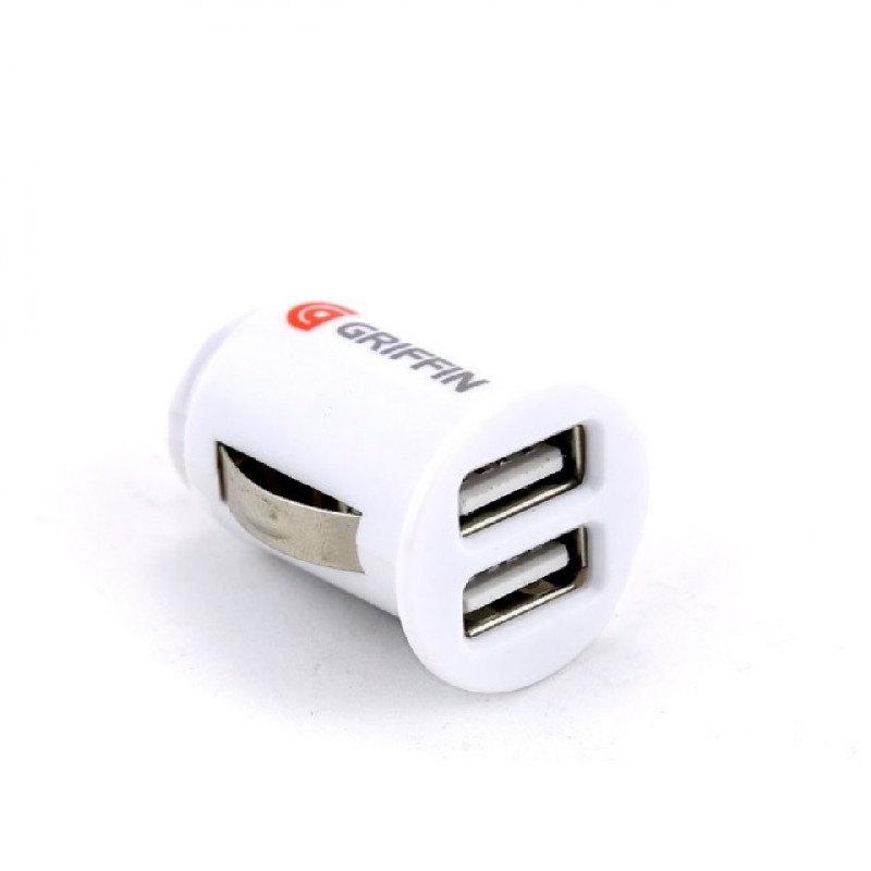Automobilinis įkroviklis GRIFFIN su USB jungtimi (2xUSB 1A) baltas