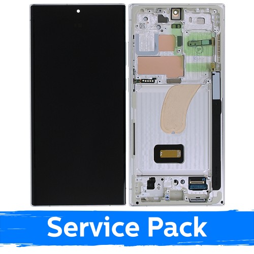 LCD дисплей для Samsung S918 S23 Ultra с рамкой / кремовый / (Service Pack)