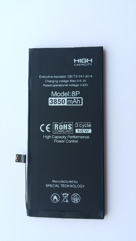 Akumuliatorius "Di-Power" (padidintos talpos) skirtas iPhone 8 Plus 3850mAh