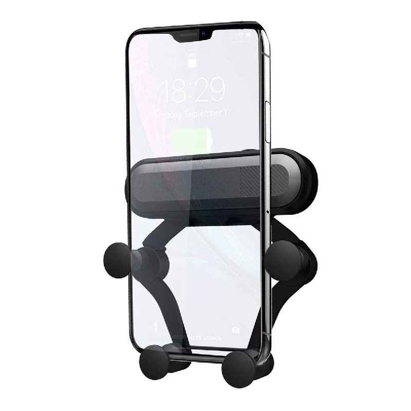 Universalus automobilinis telefono laikiklis Omega (4.7 - 6.5 colių) ventiliacijos grotelėms, juodas