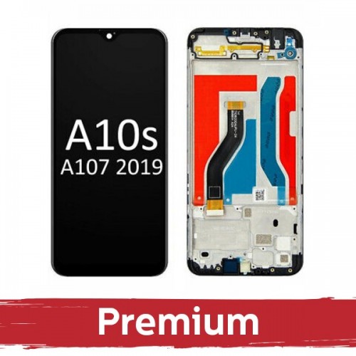 LCD-дисплей совместимый с Samsung A107 A10s чёрный с рамкой OEM