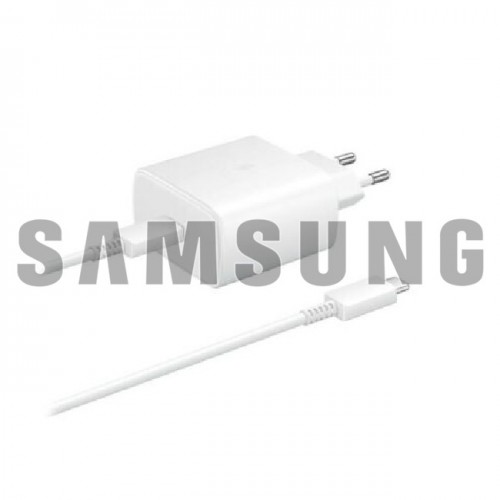 Įkroviklis Samsung EP-TA845 baltas 45W (be pakuotės) + Type-C laidas / 100% originalus /