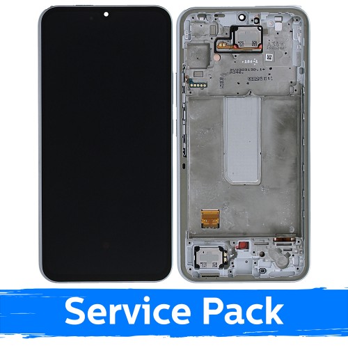 LCD ekranas skirtas Samsung A346 A34 5G su rėmeliu / sidabrinis / (Service Pack)