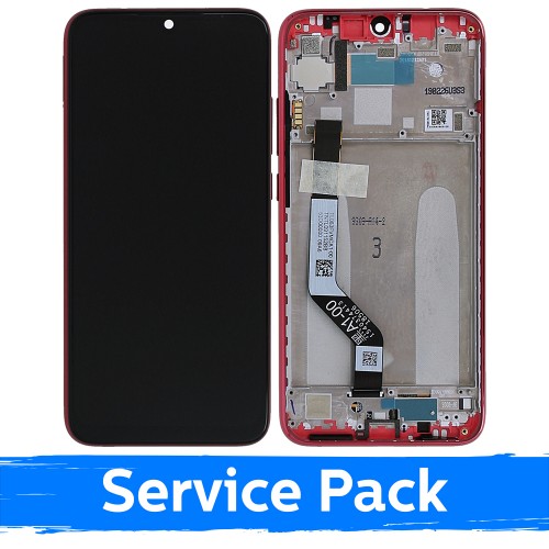 LCD-дисплей совместимый с Xiaomi Redmi Note 7 (Note 7 Pro) с рамкой красный Nebula (Service Pack)