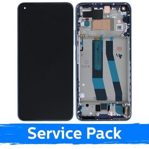 LCD-дисплей совместимый с Xiaomi Mi 11 Lite 4G (Lite 5G Lite 5G NE) с рамкой голубой Bubblegum (Service Pack)