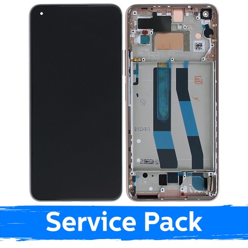 LCD-дисплей совместимый с Xiaomi Mi 11 Lite 4G (Lite 5G Lite 5G NE) с рамкой персиково-розовый (Service Pack)