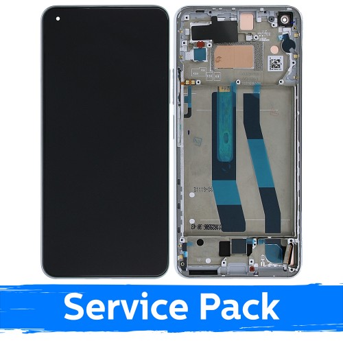 LCD-дисплей совместимый с Xiaomi Mi 11 Lite 4G (Lite 5G Lite 5G NE) с рамкой белый Snowflake (Service Pack)