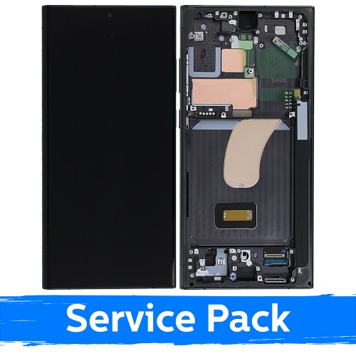 LCD Ekranas suderinamas su Samsung S918 S23 Ultra su rėmu / Phantom Black (Raudonas) (Grafitas) / (Service Pack)