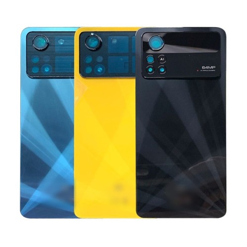 Задняя крышка совместимая с Xiaomi Poco X4 Pro 5G / лазерный чёрный / (с линзой камеры) / HQ