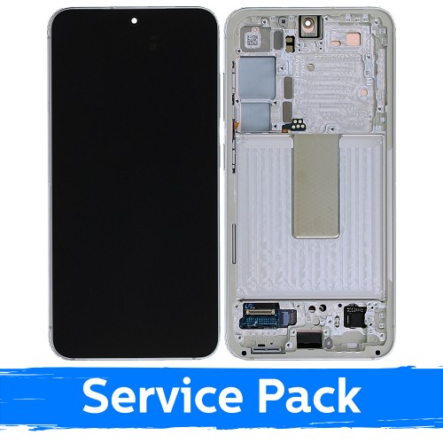 LCD-дисплей совместимый с Samsung S911 S23 с рамкой / кремовый / (Service Pack)