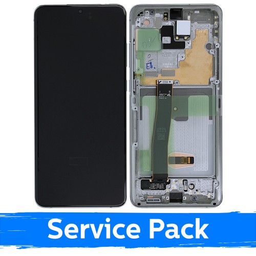 LCD ekranas skirtas Samsung G988 S20 Ultra su rėmeliu / Cloud White / (Service Pack)