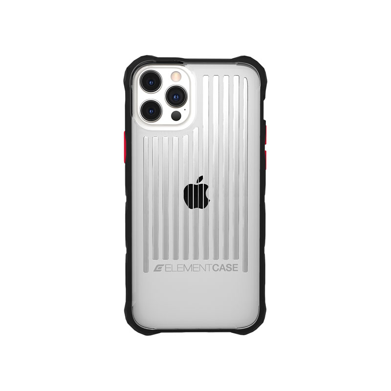 Element Special Ops dėklas, skirtas iPhone 13 Pro, su Mil-Spec apsauga nuo smūgių, juodas ir skaidrus