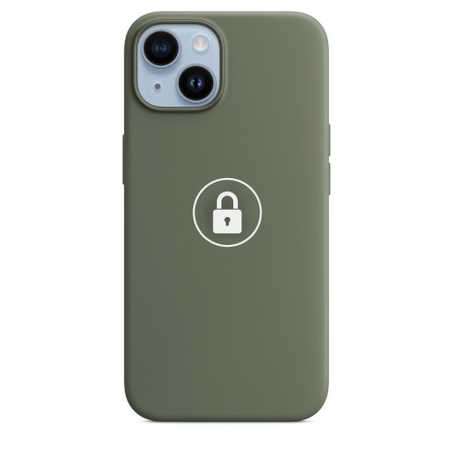 Telefono dėklas „Silicone Case v2", skirtas iPhone 14 Plus, Olive, su dėžute