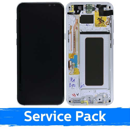 LCD Ekranas suderinamas su Samsung G955 S8 Plus su rėmeliu / Arctic Silver / (Service Pack)