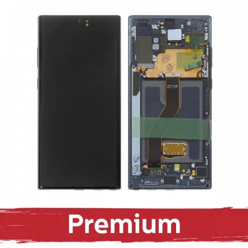 LCD Ekranas suderinamas su Samsung N975 Note 10 Plus su rėmeliu / Aura Black / OEM