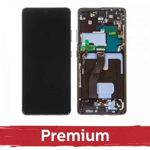 LCD Display Compatible With Samsung G998 S21 Ultra with Frame / Phantom Black / OEM