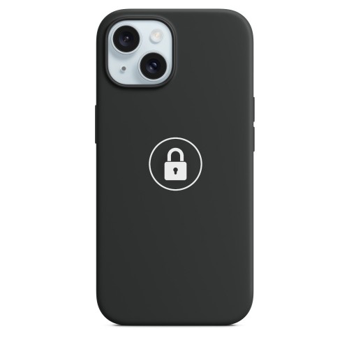 Telefono dėklas „Silicone Case v2", skirtas iPhone 15, juodas, su dėžute