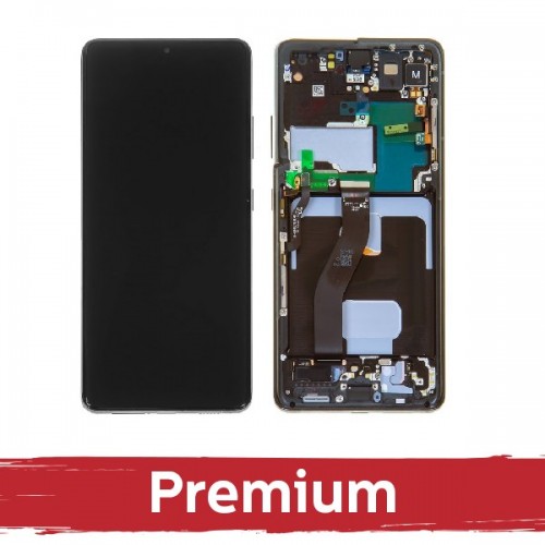 LCD Display Compatible With Samsung G998 S21 Ultra with Frame / Phantom Silver / OEM
