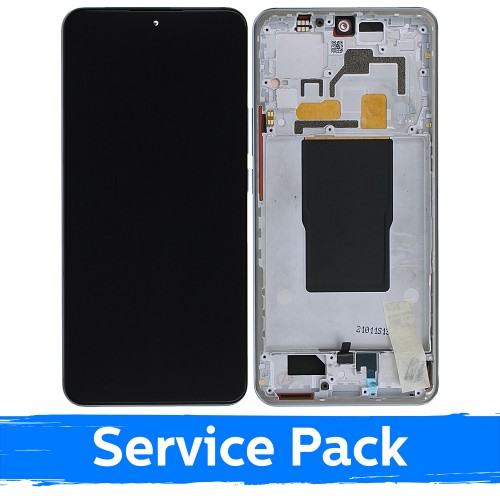 LCD дисплей совместим с Xiaomi 12T (12T Pro) с рамкой — серебристый (Service Pack)