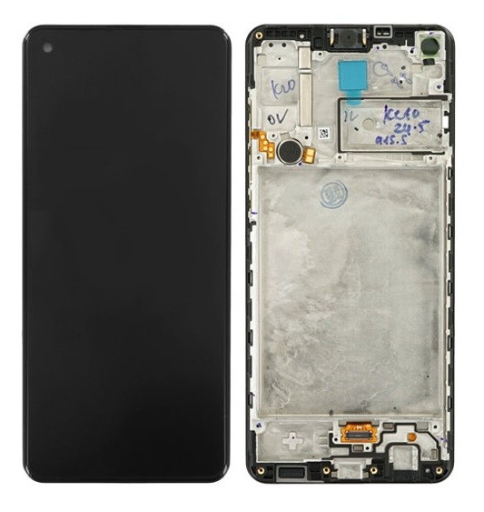 LCD экран Samsung A217F A21s с тачскрином и рамкой чёрный Оригинал (сервисная упаковка)