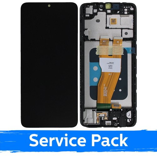 LCD дисплей для Samsung A055 A05 чёрный с рамкой (Service Pack)