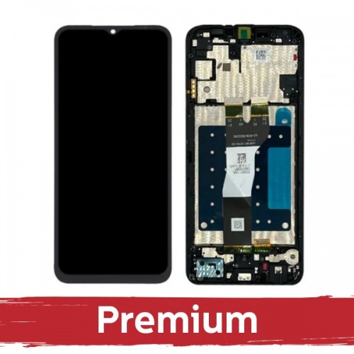 LCD ekranas, suderinamas su Samsung A057 A05s, juodas, su rėmeliu, OEM