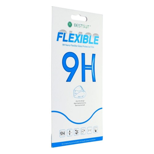 LCD apsauginis stikliukas Bestsuit Flexible Hybrid Glass 9H Samsung S926 S24 Plus pritaikytas dėklui juodas