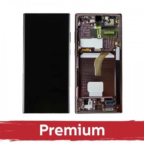 LCD ekranas, suderinamas su Samsung S908 S22 Ultra su rėmeliu / Burgundy / OEM