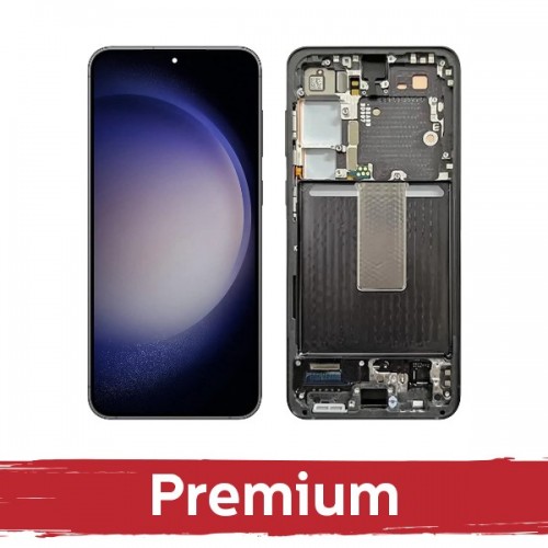 LCD ekranas, suderinamas su Samsung S916 S23 Plus su rėmeliu / Phantom Black / OEM