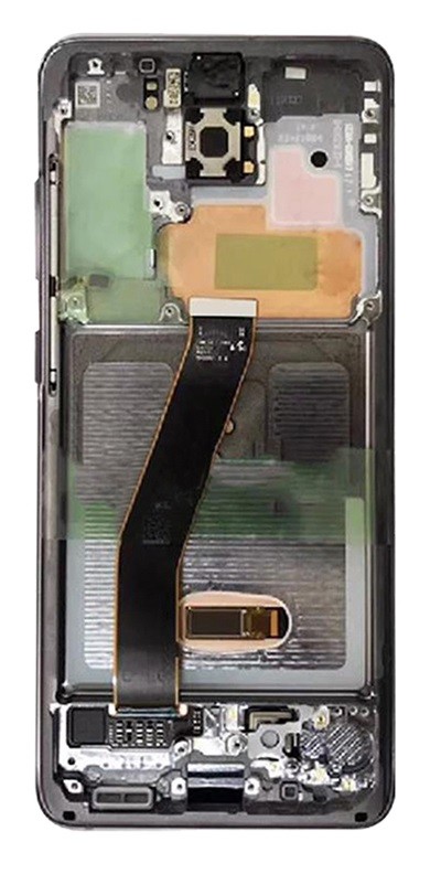 LCD ekranas Samsung G981F/G980F S20 su jutikliniu ekranu ir rėmu Cosmic Grey originalus (naudotas Grade A)