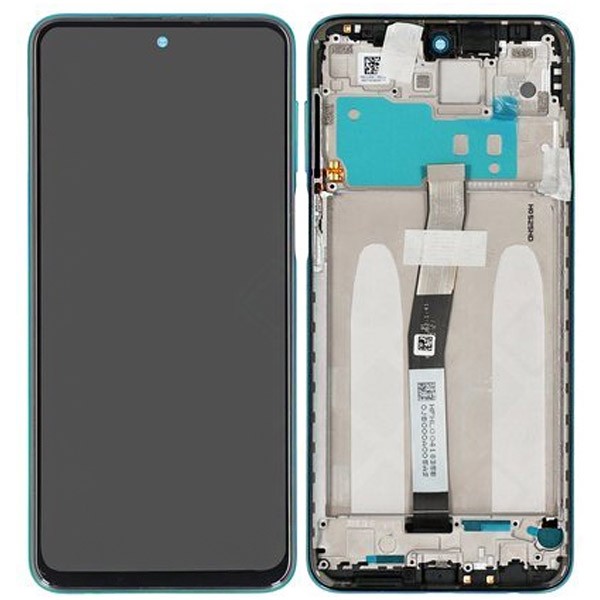LCD ekranas Xiaomi Redmi Note 9 Pro/Note 9S su jutikliniu ekranu su rėmeliu žalias originalus (service pack)