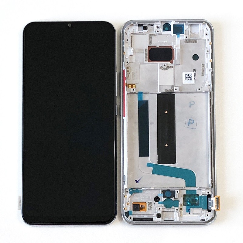 LCD ekranas Xiaomi Mi 10 Lite 5G su jutikliniu ekranu su rėmeliu pilkas/Tarnish originalus (service pack)