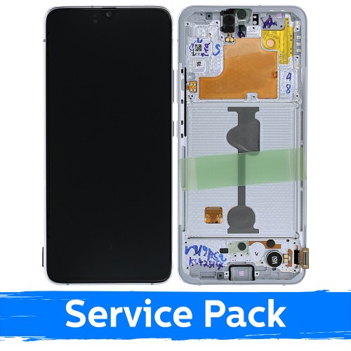 LCD Display Compatible With Samsung A908 A90 5G 2019 White With Frame (Service Pack)