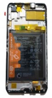 LCD ekranas Huawei P Smart 2021/Honor Y7a/Honor 10X Lite su lietimo ekranu, rėmeliu ir baterija Midnight Black originalus (service pack)